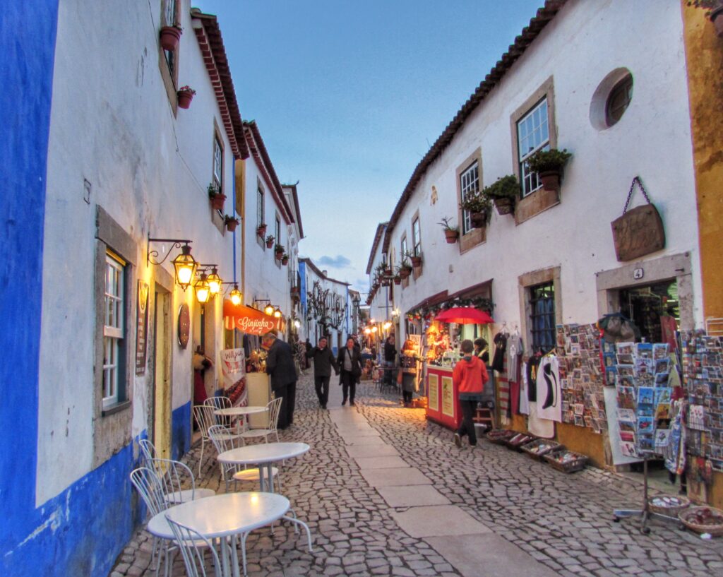 image of a quaint street in Óbidos Portugal