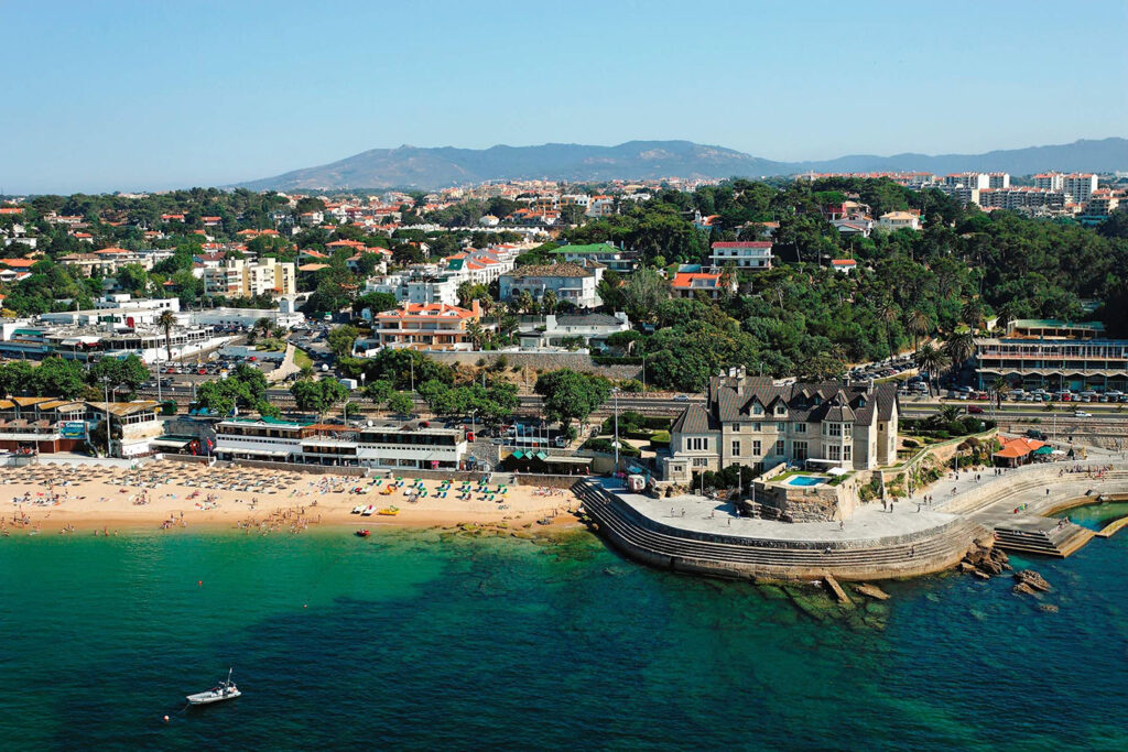 image of Estoril beach Portugal areal view